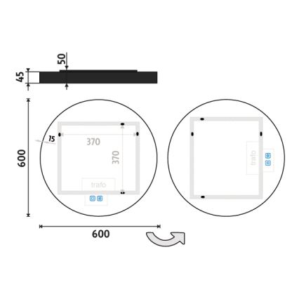 NIMCO ZPC 31000RVX-90 - Kαθρέφτης μπάνιου με οπίσθιο φωτισμό dimming LED LED/20W/230V 3000-6500K διάμετρος 60 cm ματ μαύρο IP44