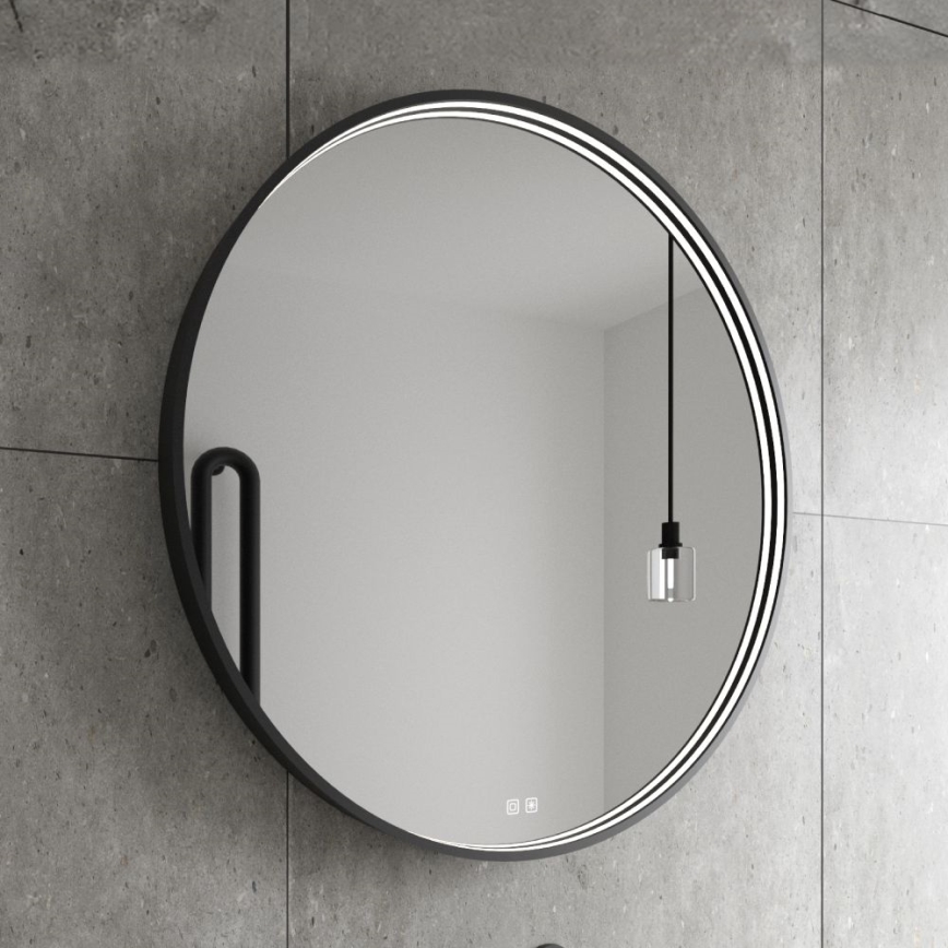 NIMCO ZPC 31001RVX-90 - Kαθρέφτης μπάνιου με οπίσθιο φωτισμό dimming LED LED/22W/230V 3000-6500K διάμετρος 70 cm ματ μαύρο IP44