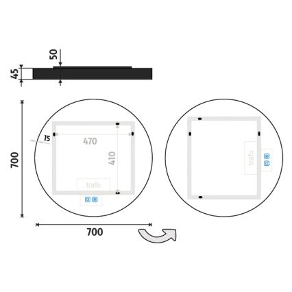 NIMCO ZPC 31001RVX-90 - Kαθρέφτης μπάνιου με οπίσθιο φωτισμό dimming LED LED/22W/230V 3000-6500K διάμετρος 70 cm ματ μαύρο IP44