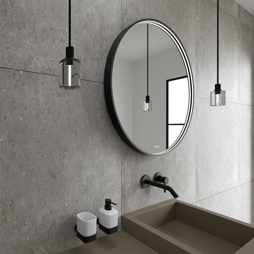 NIMCO ZPC 31002RVX-90 - ρυθμιζόμενος LED καθρέφτης μπάνιου με οπίσθιο φωτισμό LED/26W/230V 3000-6500K Ø 80 cm ματ μαύρο IP44