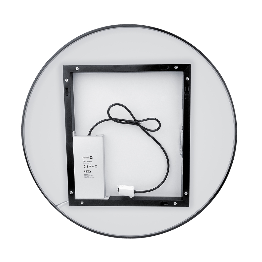 NIMCO ZPC 31002RVX-90 - Kαθρέφτης μπάνιου με οπίσθιο φωτισμό dimming LED LED/26W/230V 3000-6500K διάμετρος 80 cm ματ μαύρο IP44