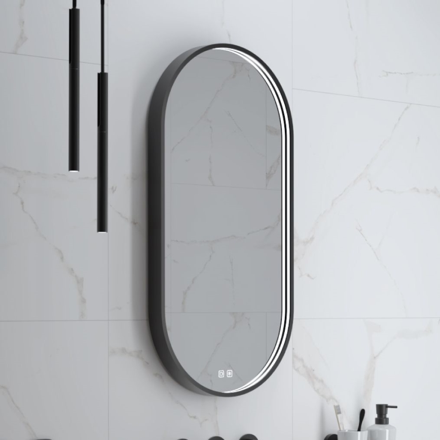 NIMCO ZPC 32002LVX-90 - Kαθρέφτης μπάνιου με οπίσθιο φωτισμό dimming LED LED/25W/230V 3000-6500K 80x40 cm ματ μαύρο  IP44