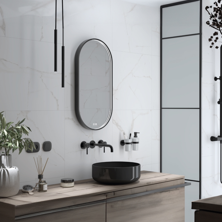 NIMCO ZPC 32002LVX-90 - Kαθρέφτης μπάνιου με οπίσθιο φωτισμό dimming LED LED/25W/230V 3000-6500K 80x40 cm ματ μαύρο  IP44