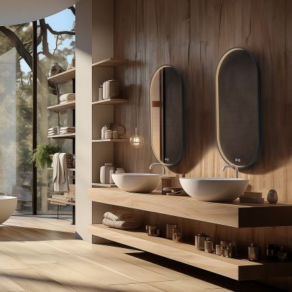 NIMCO ZPC 32002LVX-90 - LED ρυθμιζόμενος καθρέφτης μπάνιου με οπίσθιο φωτισμό LED/25W/230V 3000-6500K 80x40 cm ματ μαύρο IP44