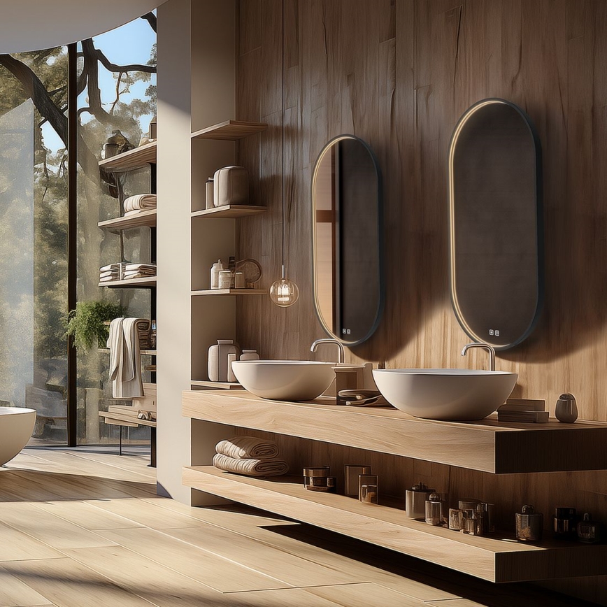 NIMCO ZPC 32002LVX-90 - LED ρυθμιζόμενος καθρέφτης μπάνιου με οπίσθιο φωτισμό LED/25W/230V 3000-6500K 80x40 cm ματ μαύρο IP44