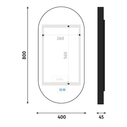 NIMCO ZPC 32002LVX-90 - LED ρυθμιζόμενος καθρέφτης μπάνιου με οπίσθιο φωτισμό LED/25W/230V 3000-6500K 80x40 cm ματ μαύρο IP44