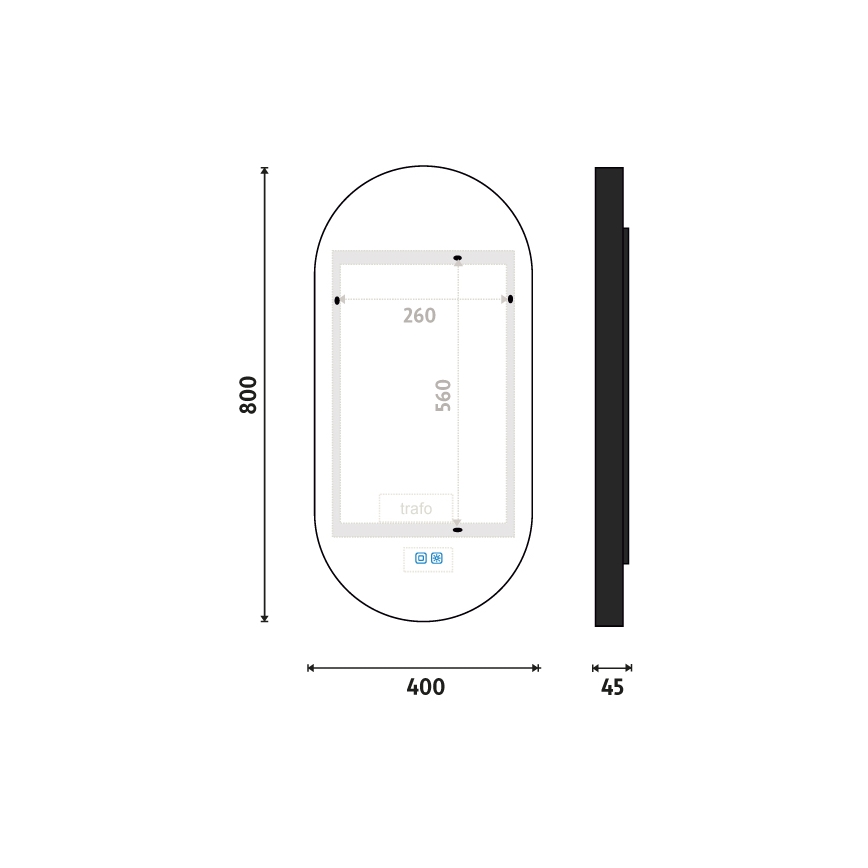 NIMCO ZPC 32002LVX-90 - Kαθρέφτης μπάνιου με οπίσθιο φωτισμό dimming LED LED/25W/230V 3000-6500K 80x40 cm ματ μαύρο  IP44