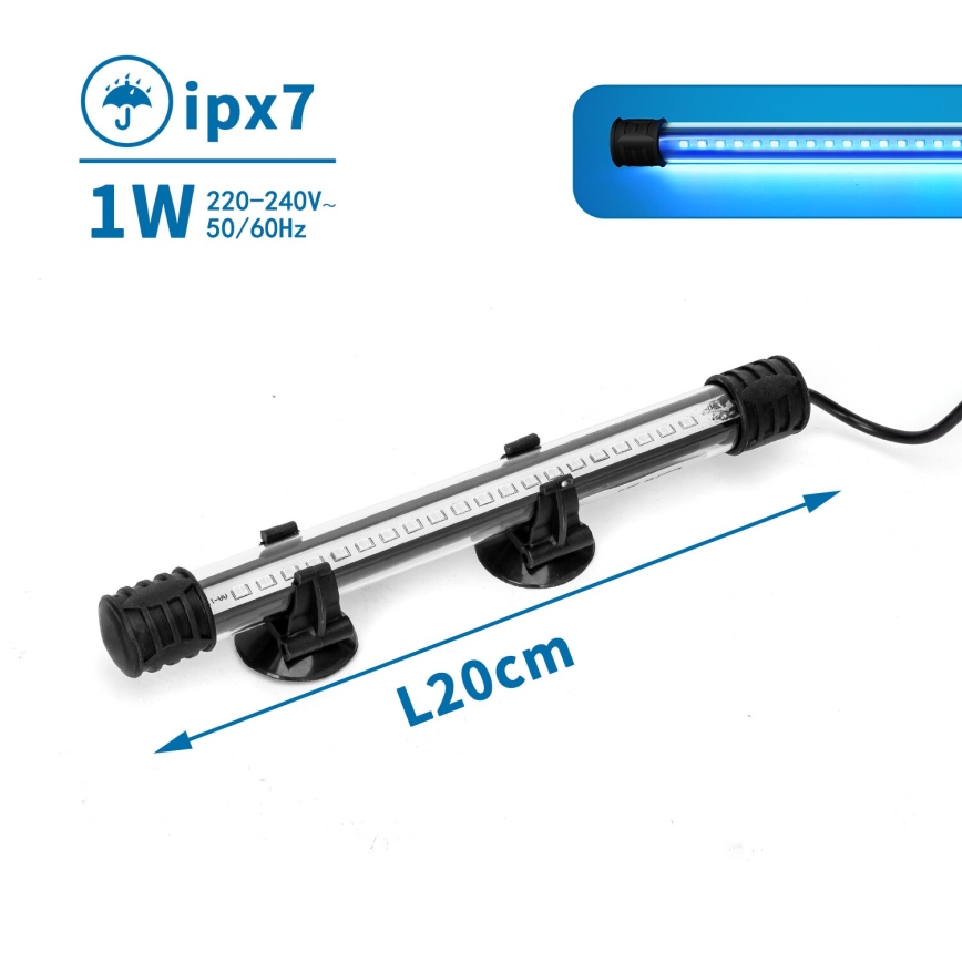 Nobleza - Φωτισμός ενυδρείου LED/1W/230V IPX7 20 cm