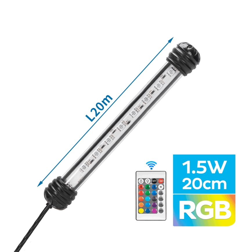 Nobleza - LED RGB Φωτισμός ενυδρείου LED/1,5W/230V IPX7 + τηλεχειριστήριο