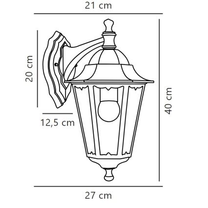 Nordlux - Λάμπα τοίχου εξωτερικού χώρου CARDIFF 1xE27/60W/230V IP44