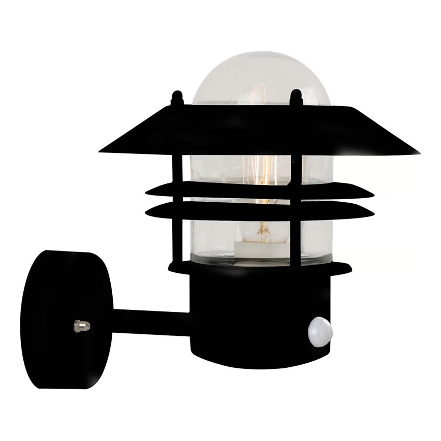 Nordlux - Φωτιστικό τοίχου εξωτερικού χώρου με αισθητήρα BLOKHUS 1xE27/60W/230V IP54 μαύρο