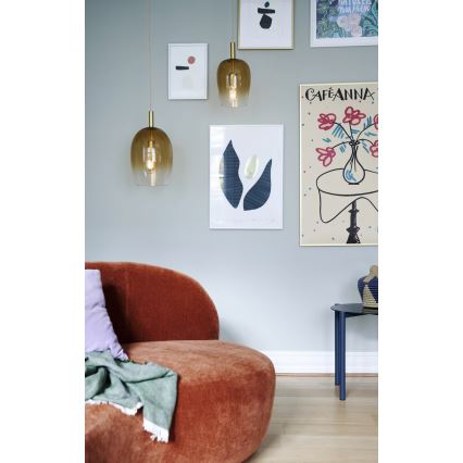 Nordlux - Κρεμαστό φωτιστικό με καλώδιο UMA 1xE27/40W/230V Ø 23 cm καφέ/καπνιστό