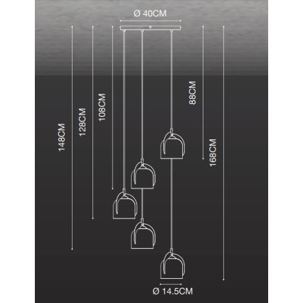 Nordlux - Κρεμαστό φωτιστικό οροφής BOSHI 5xE14/40W/230V