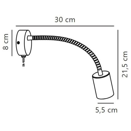 Nordlux - Σποτ τοίχου εύκαμπτο EXPLORE 1xGU10/7W/230V μαύρο