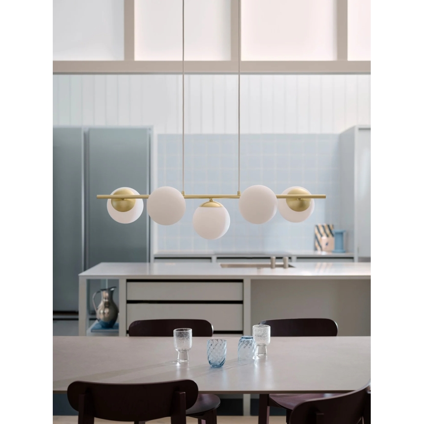 Nordlux - Πολυέλαιος με καλώδιο LILLY 5xE14/10W/230V ορείχαλκος