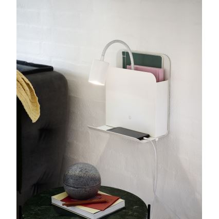 Nordlux - Επιτοίχιο φωτιστικό με ράφι και θύρα USB ROOMI 1xGU10/8W/230V λευκό