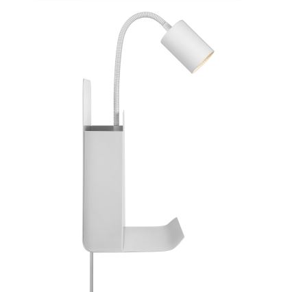 Nordlux - Επιτοίχιο φωτιστικό με ράφι και θύρα USB ROOMI 1xGU10/8W/230V λευκό