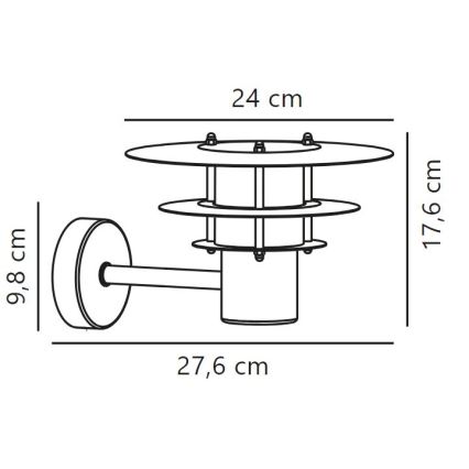 Nordlux - Επιτοίχιο φωτιστικό εξωτερικού χώρου BASTIA 1xE14/12W/230V IP54 μαύρο