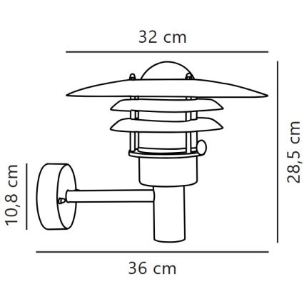 Nordlux - Επιτοίχιο φωτιστικό εξωτερικού χώρου LONSTRUP 1xE27/60W/230V IP44 ασημί