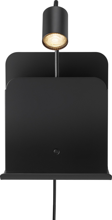 Nordlux - Επιτοίχιο φωτιστικό με ράφι και θύρα USB ROOMI 1xGU10/8W/230V μαύρο
