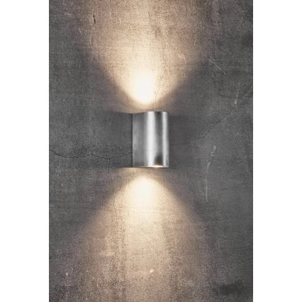 Nordlux - Εξωτερικό φωτιστικό τοίχου CANTO 2xGU10/28W/230V IP44 ασημί