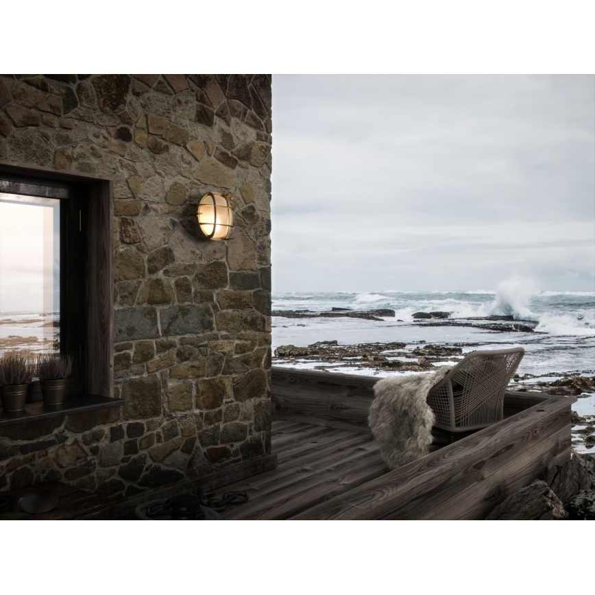 Nordlux - Εξωτερικό φωτιστικό τοίχου POLPERRO 1xE27/12,5W/230V IP64 ορείχαλκος