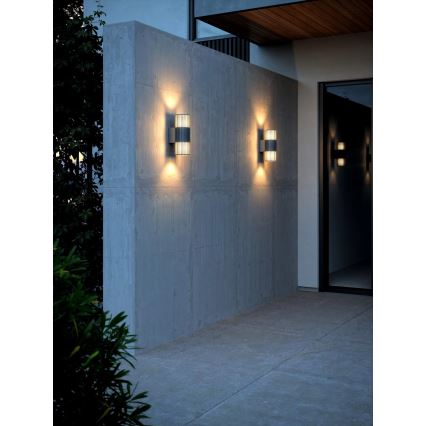 Nordlux - Επιτοίχιο φωτιστικό εξωτερικού χώρου ALUDRA 2xE27/15W/230V IP54 ανθρακί