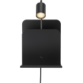 Nordlux - Επιτοίχιο φωτιστικό με ράφι και θύρα USB ROOMI 1xGU10/8W/230V μαύρο