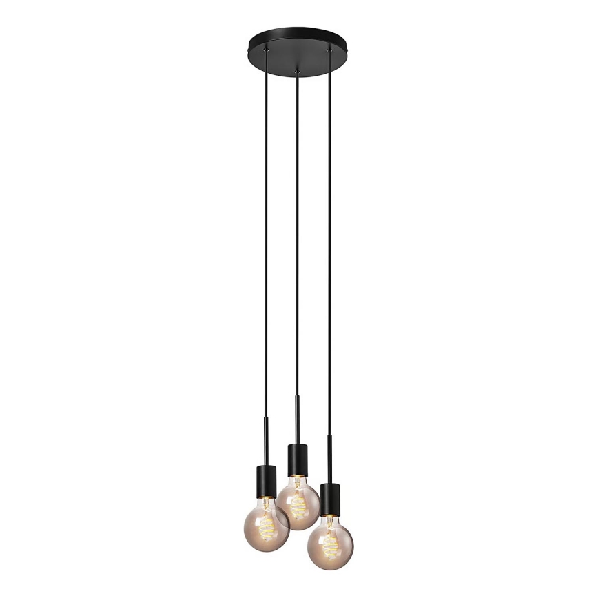 Nordlux - Κρεμαστό φωτιστικό PACO με καλώδιο 3xE27/25W/230V μαύρο