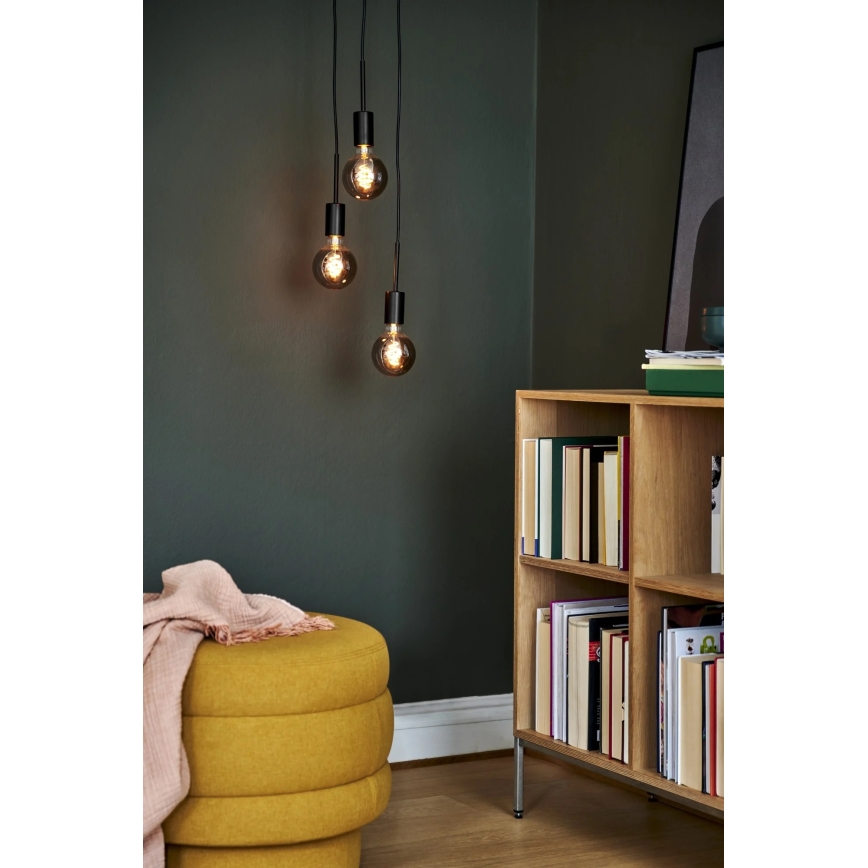 Nordlux - Κρεμαστό φωτιστικό PACO με καλώδιο 3xE27/25W/230V μαύρο