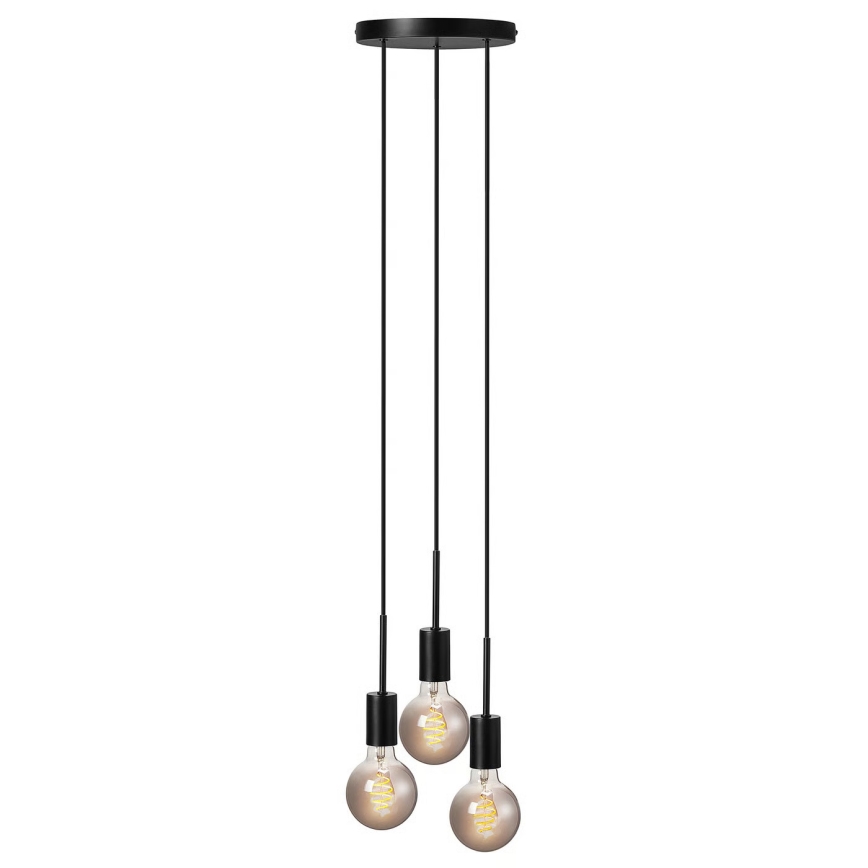 Nordlux - Κρεμαστό φωτιστικό PACO με καλώδιο 3xE27/25W/230V μαύρο