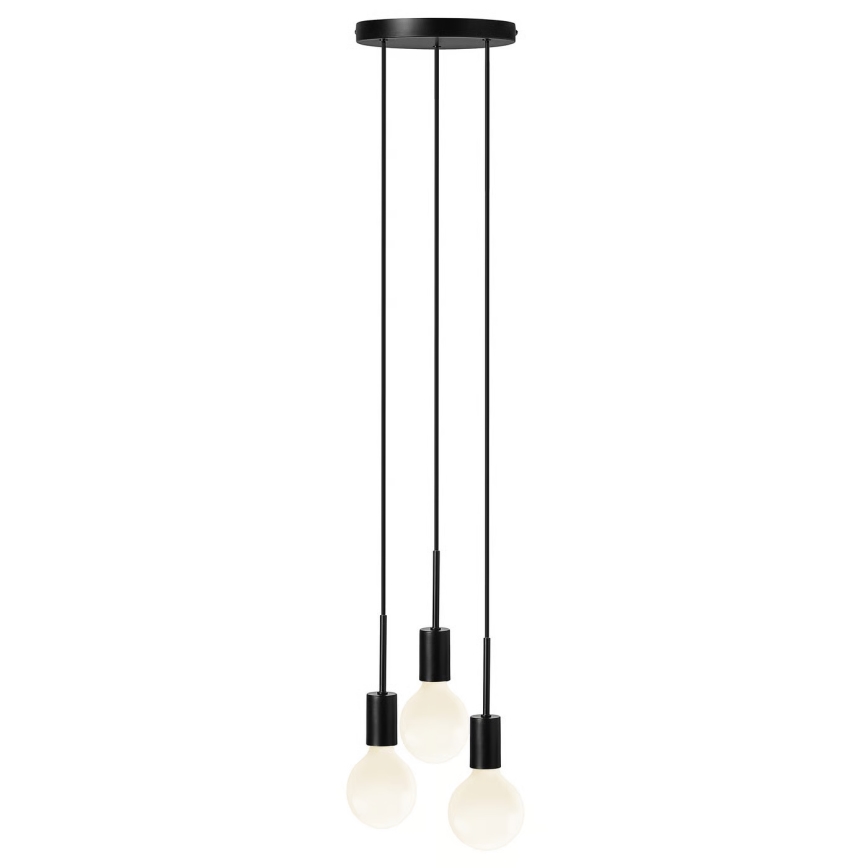 Nordlux - Κρεμαστό φωτιστικό PACO με καλώδιο 3xE27/25W/230V μαύρο