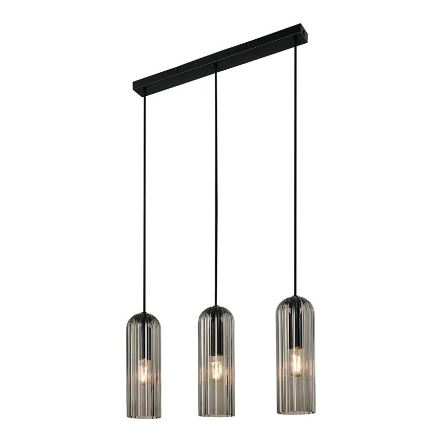 Nordlux - Κρεμαστό φωτιστικό με καλώδιο MIELLA 3xE27/25W/230V μαύρο/καπνιστό