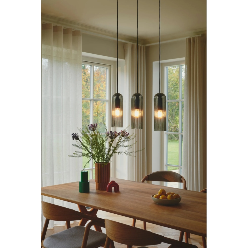 Nordlux - Κρεμαστό φωτιστικό με καλώδιο MIELLA 3xE27/25W/230V μαύρο/καπνιστό
