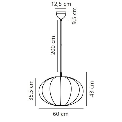 Nordlux - Κρεμαστό φωτιστικό οροφής AERON 1xE27/40W/230V διάμετρος 60 cm