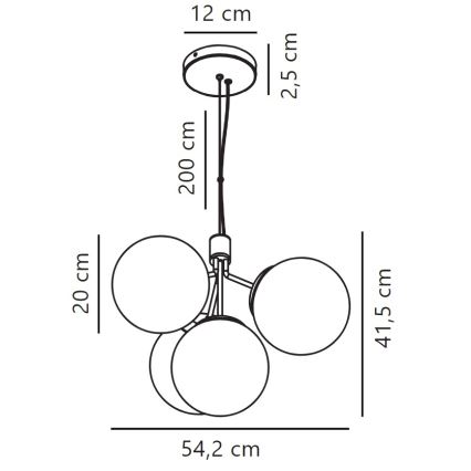 Nordlux - Κρεμαστό φωτιστικό οροφής IVONA 4xE27/28W/230V μαύρο