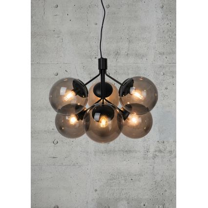 Nordlux - Κρεμαστό φωτιστικό οροφής IVONA 6xE27/28W/230V μαύρο