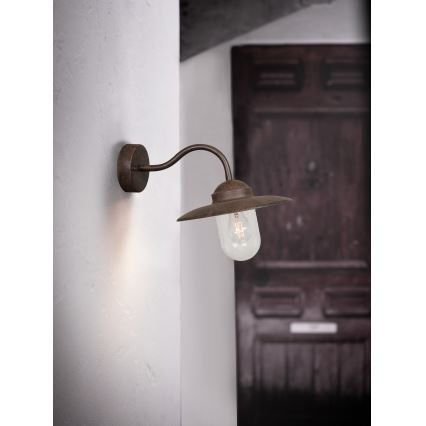 Nordlux - Λάμπα τοίχου εξωτερικού χώρου LUXEMBOURG 1xE27/60W/230V IP54 καφέ/πατίνα