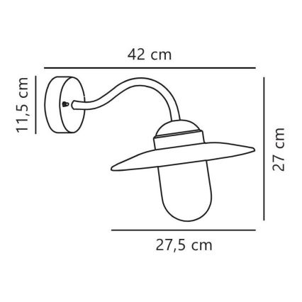Nordlux - Λάμπα τοίχου εξωτερικού χώρου LUXEMBOURG 1xE27/60W/230V IP54 καφέ/πατίνα
