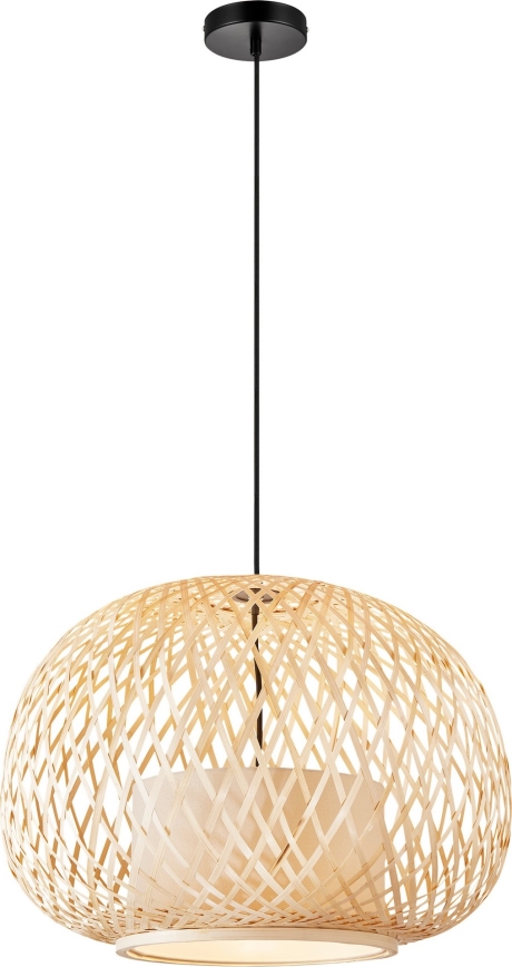 Nordlux - Πολύφωτο με συρματόσχοινο HISOKA 1xE27/40W/230V μαύρο/μπαμπού