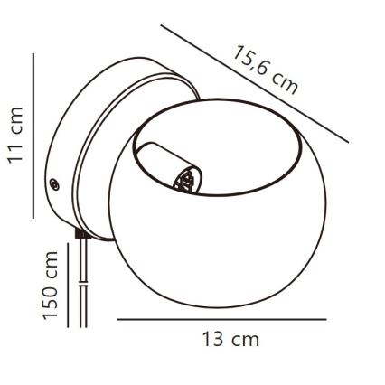 Nordlux - Ρυθμιζόμενο σποτ τοίχου BELIR 1xG9/5W/230V μαύρο