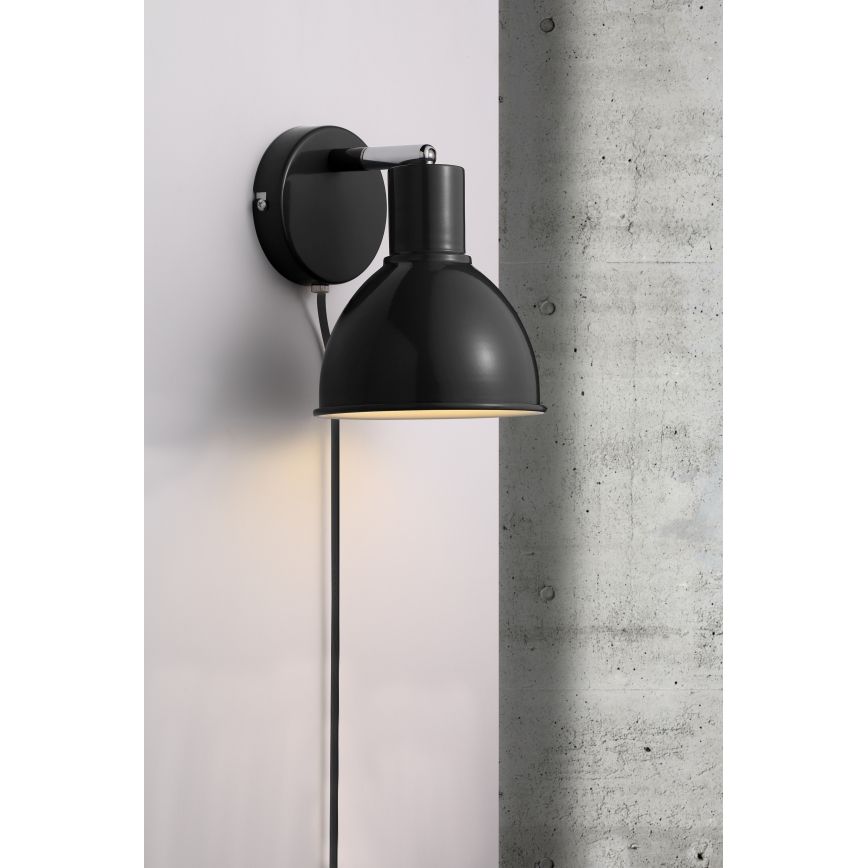 Nordlux - Σποτ τοίχου POP 1xE27/18W/230V μαύρο/γυαλιστερό χρώμιο