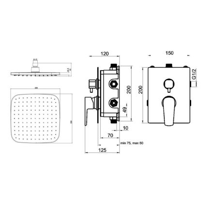 Novaservis - Σετ μπάνιου σετ ντους εντοιχιζόμενο METALIA ECO γυαλιστερό χρώμιο