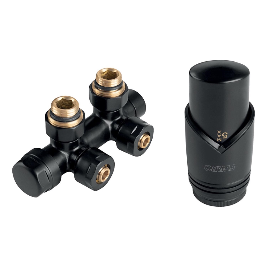 Novaservis - Γωνιακό σετ για θερμαντικά σώματα με κεντρική σύνδεση, μαύρο