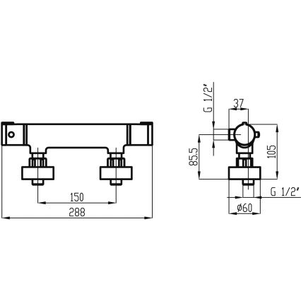 Novaservis - Θερμοστατική μπαταρία ντους METALIA γυαλιστερό χρώμιο