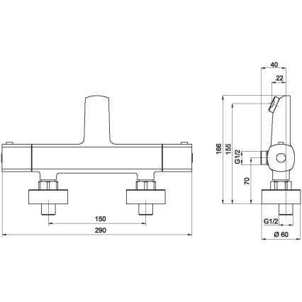 Novaservis - Θερμοστατική μπαταρία ντους METALIA γυαλιστερό χρώμιο