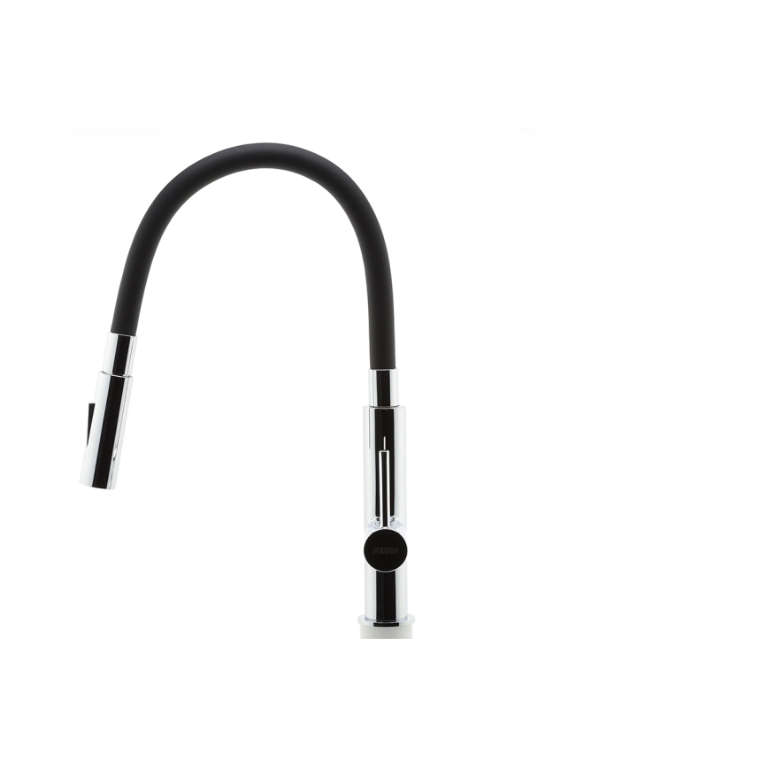 Novaservis - Μπαταρία κουζίνας με εύκαμπτο στόμιο γυαλιστερό χρώμιο/μαύρο
