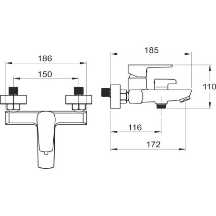 Novaservis - Μπαταρία μπανιέρας METALIA ματ μαύρο