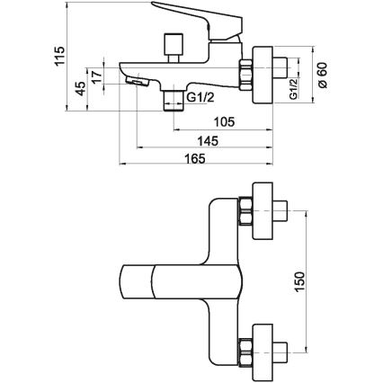 Novaservis - Μπαταρία μπανιέρας NOBLESS EGO ματ μαύρο