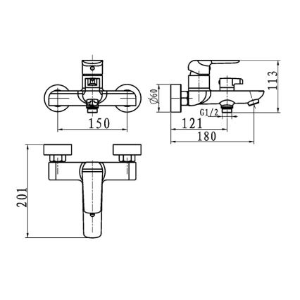 Novaservis - Μπαταρία μπανιέρας NOBLESS TINA λευκή